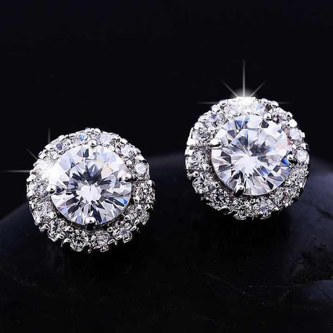 Cheap Round Full Pave Setting Stone Studs Eye Earrings – Fashion Jewelry