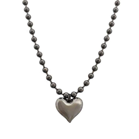 Simple Black Choker with Heart Pendant Necklace for Women