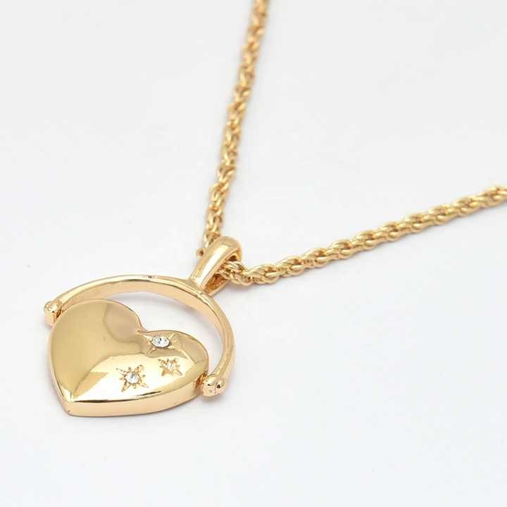 Gold Plated Star & Heart Diamond Pendant Necklace for Women