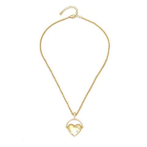 Gold Plated Star & Heart Diamond Pendant Necklace for Women