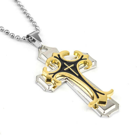 Best-Selling God Men's Necklace – Dripping Oil Cross, Christianity & Catholic Fashion Belief, Zinc Alloy Jewelry