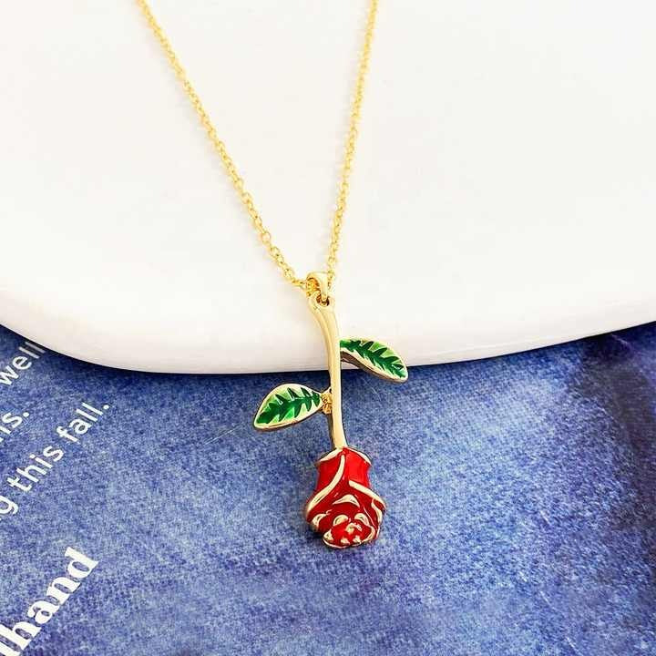Wholesale 18k Gold-Plated Custom Flower Pendant Necklace for Women – Classic Beaded Chain, Zinc Alloy