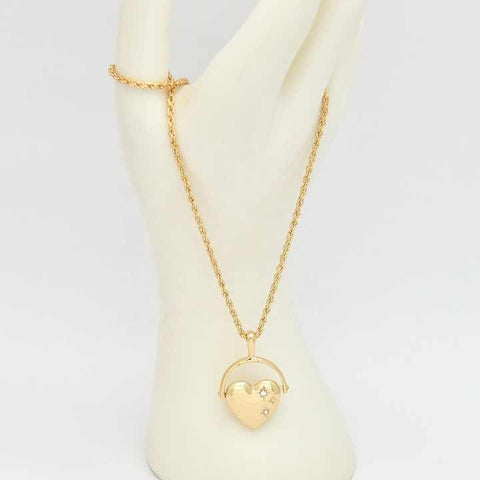 Gold Plated Star & Heart Diamond Pendant Necklace for Women