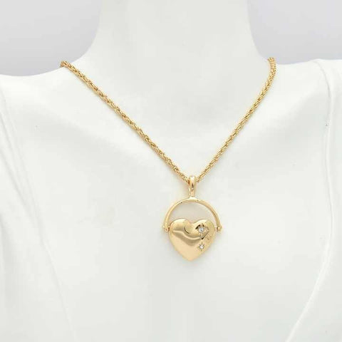 Gold Plated Star & Heart Diamond Pendant Necklace for Women