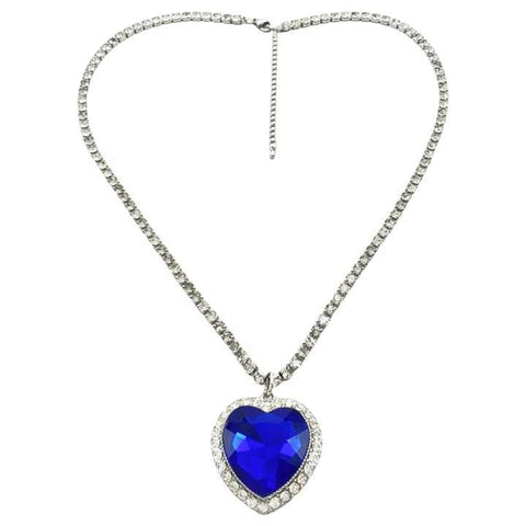 Ocean Blue Crystal Heart Pendant Necklace - Full Rhinestone & Love Forever Jewelry