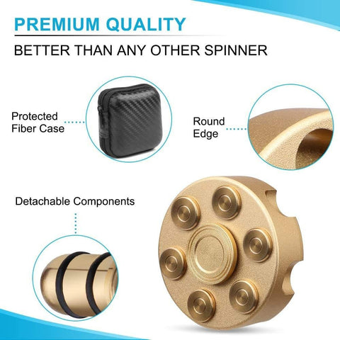 Gold Alloy Spinner Wheel with Bullet End Caps – Unique Fidget Toy