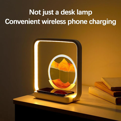 Modern LED Desk Lamp with Wireless Charger – Stylish Square Frame & Soft Ambient Lighting