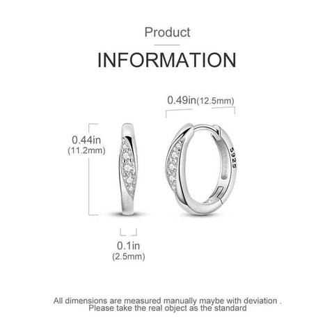 MULA 925 Sterling Silver Geometric Hoop Earrings – Classic Linear Design with White Zircon