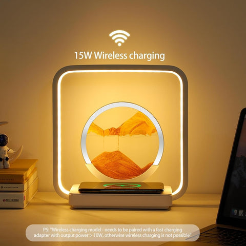 Modern LED Desk Lamp with Wireless Charger – Stylish Square Frame & Soft Ambient Lighting