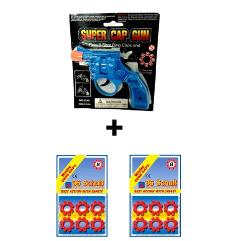 Super Cap Toy Revolver Gun with 96 Ring Cap Shots – 8-Shot Cap Firing Mechanism