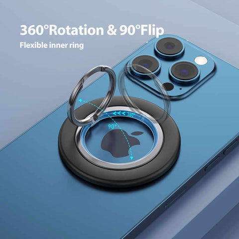 MagSafe-Compatible Magnetic Ring Holder – 360° Rotating Finger Grip with Detachable Dual-Sided Magnets
