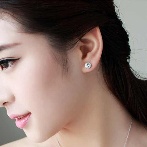 Cheap Round Full Pave Setting Stone Studs Eye Earrings – Fashion Jewelry