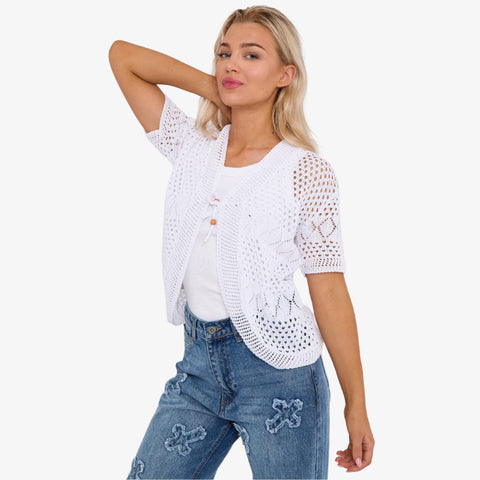 Chic Knit Tie-Front Bolero Shrug