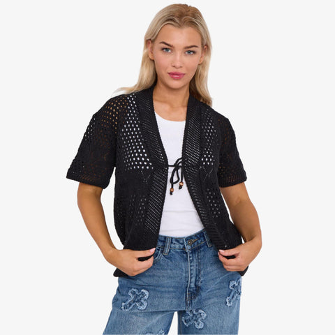 Chic Knit Tie-Front Bolero Shrug