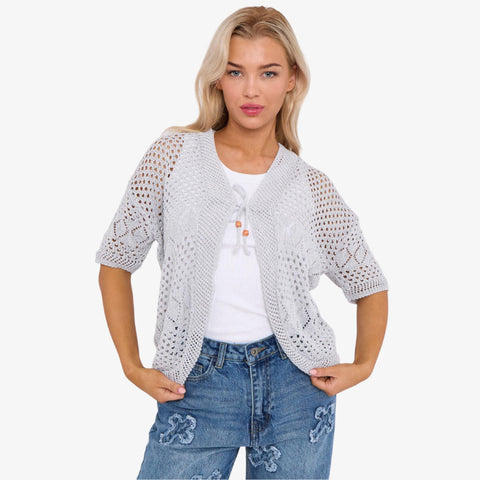Chic Knit Tie-Front Bolero Shrug
