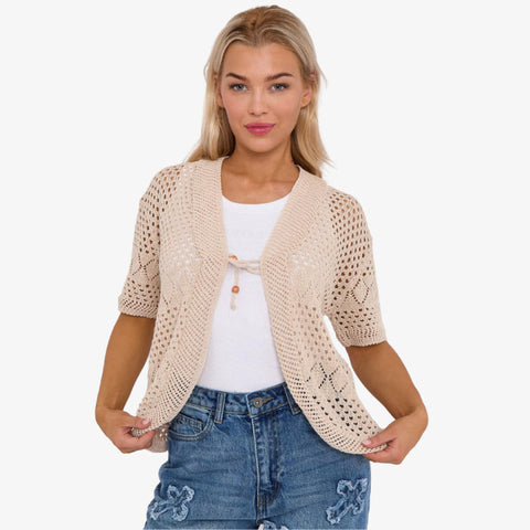 Chic Knit Tie-Front Bolero Shrug