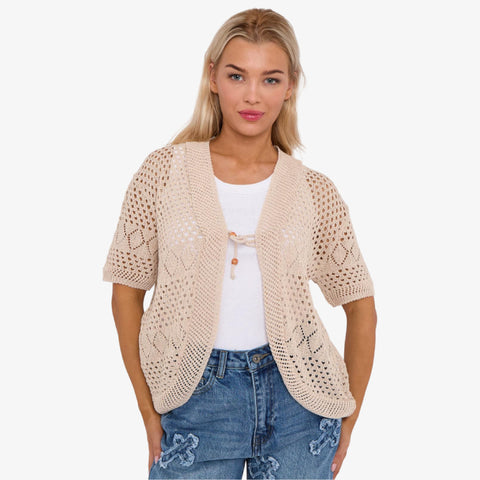 Chic Knit Tie-Front Bolero Shrug