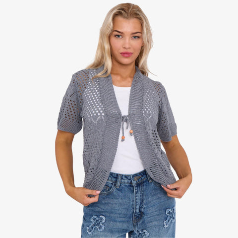 Chic Knit Tie-Front Bolero Shrug