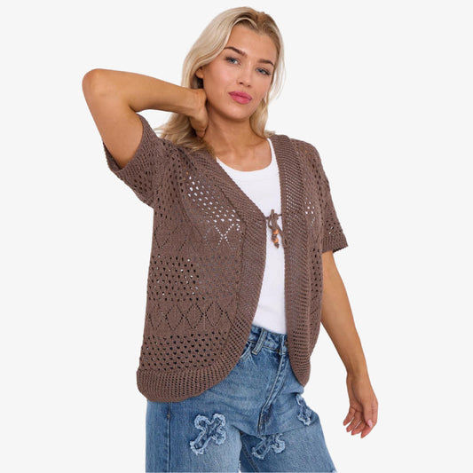 Chic Knit Tie-Front Bolero Shrug