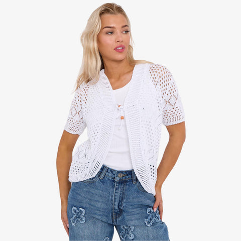 Chic Knit Tie-Front Bolero Shrug
