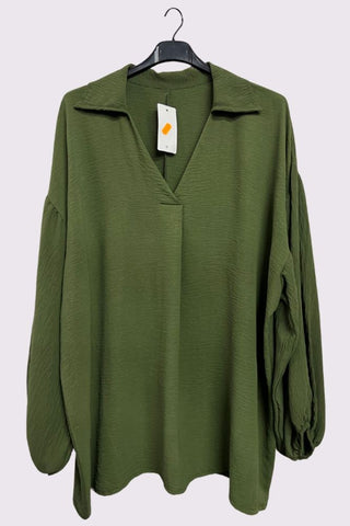 Plain Elastic Cuff Sleeve Oversized Top