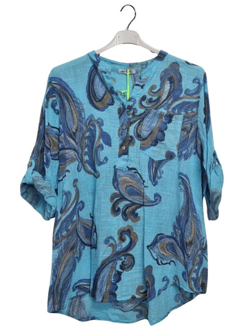 Paisley With Intricate Print Chest Pocket Tunic Cotton Top