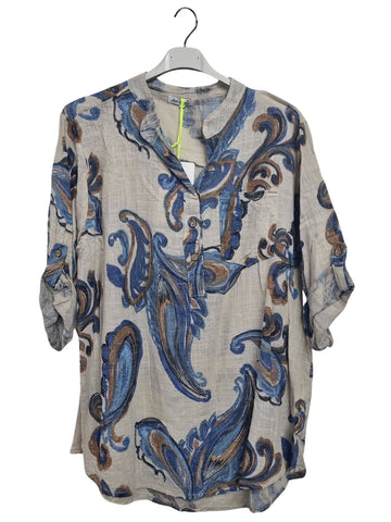 Paisley With Intricate Print Chest Pocket Tunic Cotton Top
