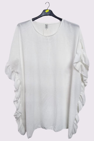 Plain Side Ruffle Detail Oversized Top