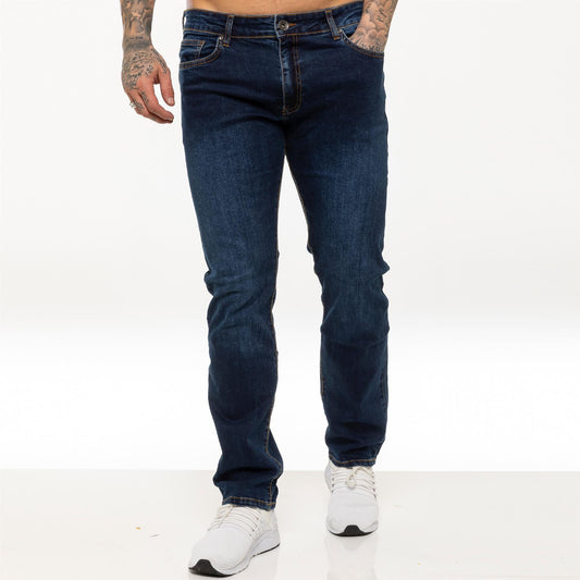 Mens Straight Leg Regular Fit Stretch Denim Trouser Pants UK Sizes