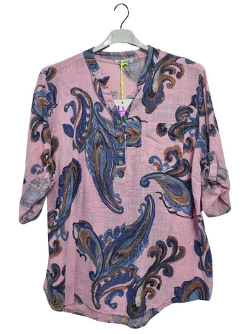 Paisley With Intricate Print Chest Pocket Tunic Cotton Top