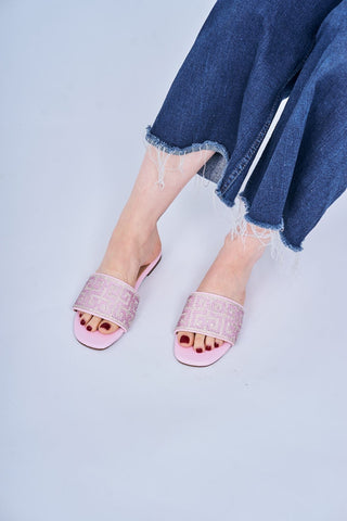 Rhinestone Geometric Pattern Flat Slider