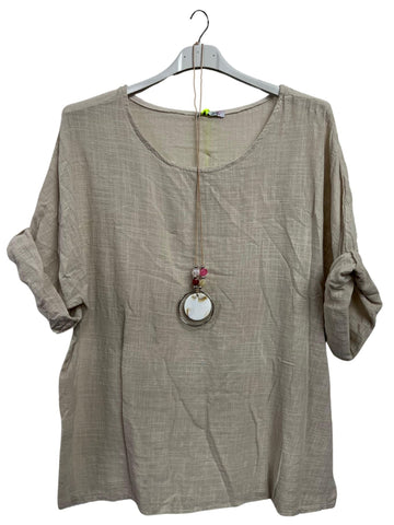 Plain Necklace Cotton Top