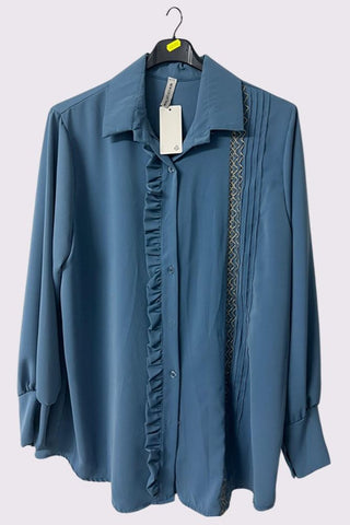 Mandala Print Ruffle Detail Shirt