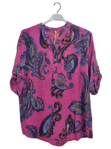 Paisley With Intricate Print Chest Pocket Tunic Cotton Top