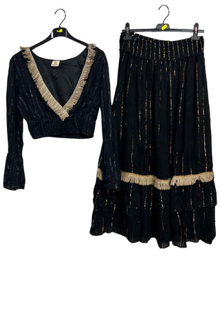 Vertical Gold Stripe Vintage Inspired Bohemian Co-Ord Set