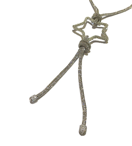 Sparkly Diamonte Star Shape Long Necklace With Tassle