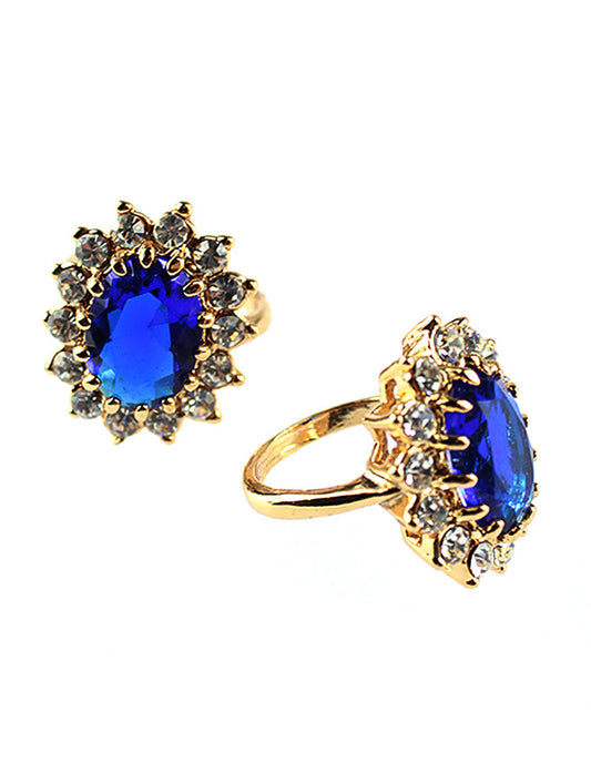 Royal Blue vintage Look Ring - Gold-Blue