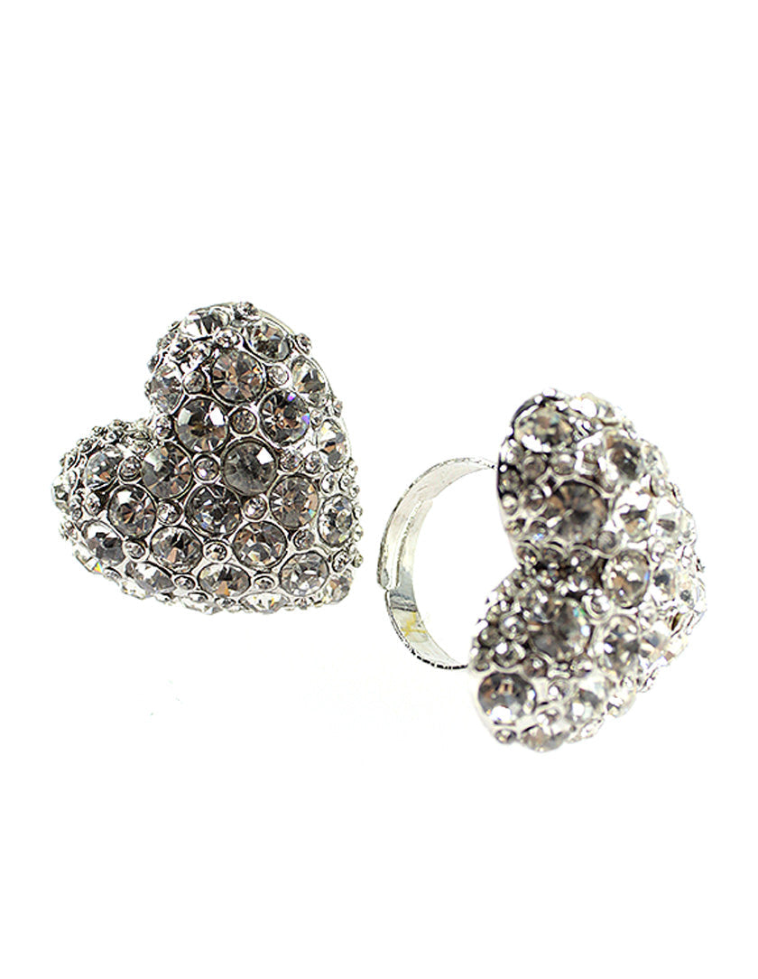 Heart Shaped Diamond Silver Ring