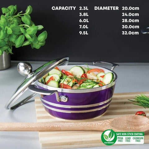 SQ Professional Metallic Die-Cast Stockpot Set – Amethyst Collection (5-Piece)