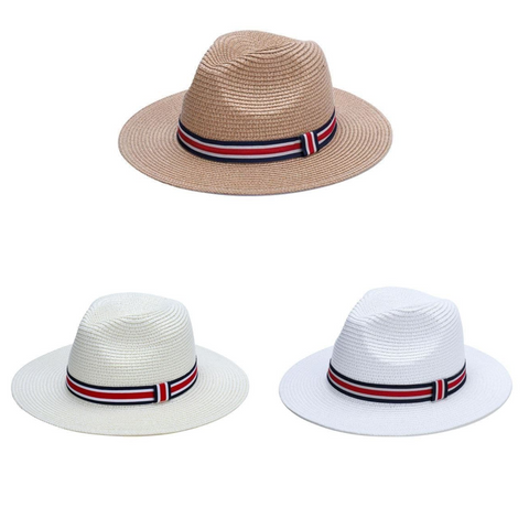Summer Straw Panama Hat with Red Band – Handmade, 80% Paper, 20% Polyester Blend