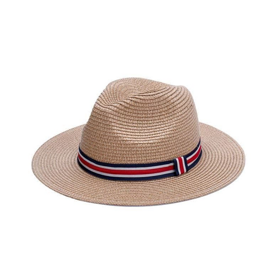 Summer Straw Panama Hat with Red Band – Handmade, 80% Paper, 20% Polyester Blend