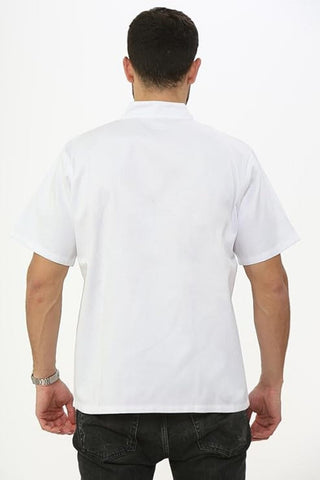 Men’s & Women’s Chef Apron Jacket – Short Sleeve, Pin-Pocketed, Buttoned Top for Kitchen Use