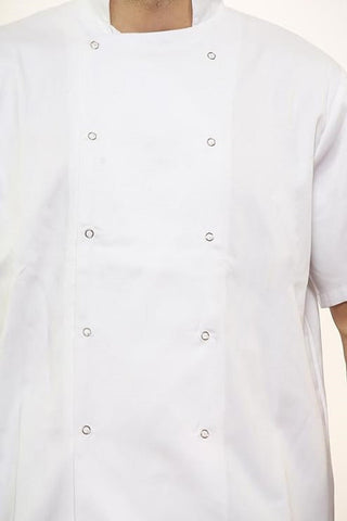 Men’s & Women’s Chef Apron Jacket – Short Sleeve, Pin-Pocketed, Buttoned Top for Kitchen Use