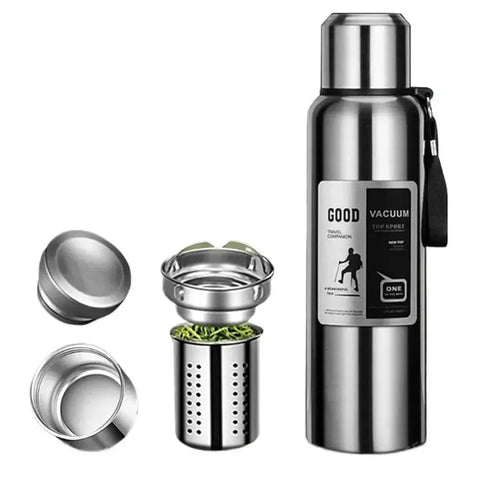 Stainless Steel Insulated Thermos Flask – Vacuum Bottle for Hot & Cold Tea or Coffee | Travel-Friendly