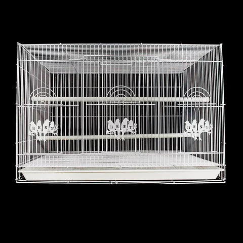 Large Rectangular Metal Bird Cage – White Finish, 60 x 40 cm