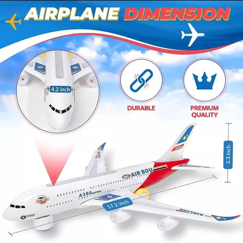 Electric Airbus A380 Toy Plane – B&G Airlines Model with Lights and Sound for Kids