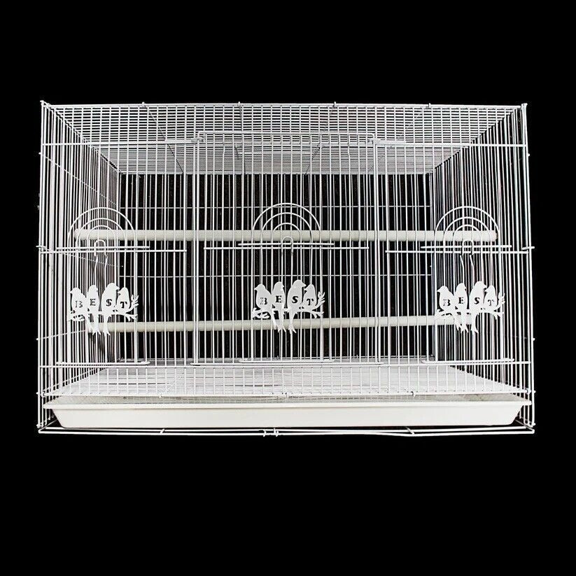 Large Rectangular Metal Bird Cage – White Finish, 60 x 40 cm