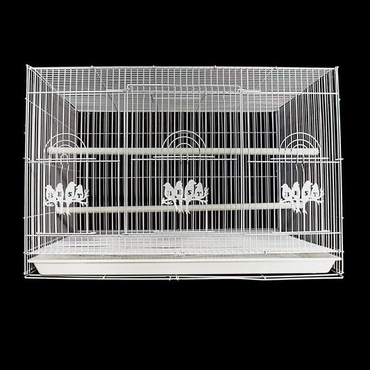 Large Rectangular Metal Bird Cage – White Finish, 60 x 40 cm