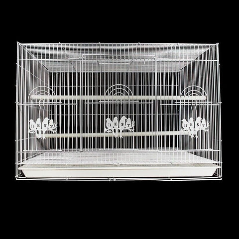 Large Rectangular Metal Bird Cage – White Finish, 60 x 40 cm