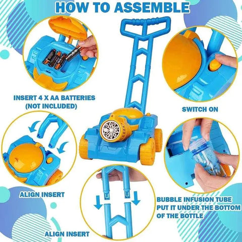 Automatic Bubble Lawn Mower Toy for Kids – Outdoor Push Toy with Sound Effects